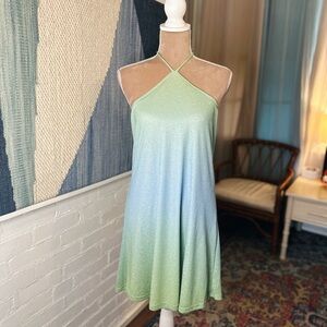 Princess Polly Gradient Halter Mini Dress in Mint to Sky Blue